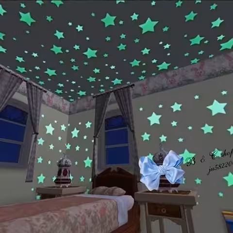 Set van 100 zelfklevende fosforescerende sterretjes voor plafond en muren – Kinderkamerdecoratie
