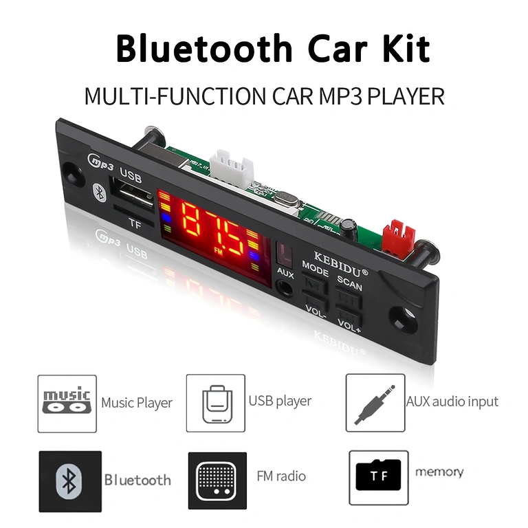 Bluetooth audio module voor auto, 12V voeding