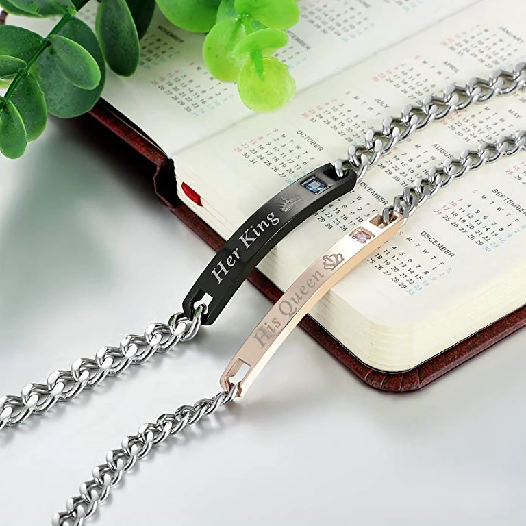 Romantisch cadeau voor koppels, set armbanden Her King en His Queen