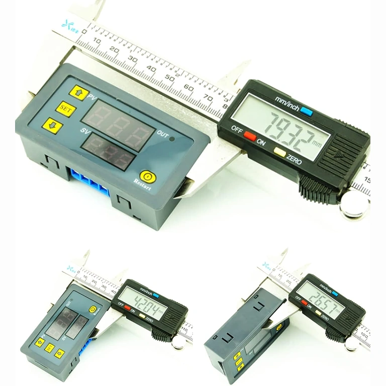 Voorzijde afbeelding van module met genoteerde afmetingen