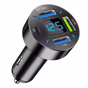 Autolader met digitale voltmeter, USB Type-C PD en Quick Charge 3.0 – Snelle oplading via sigarettenaansteker 12-24V