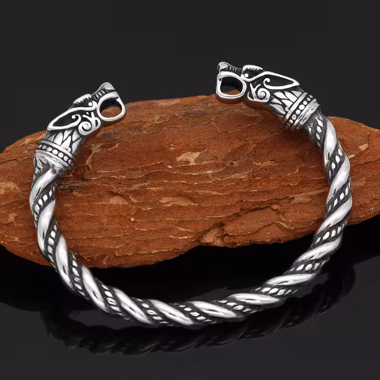 Viking armband met wolvenkop – Gothic model geïnspireerd door de serie Vikings voor mannen