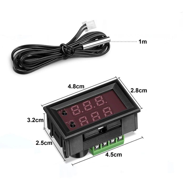 Afmetingen digitale thermostaat Afmetingen digitale thermostaat 48x28x32 mm