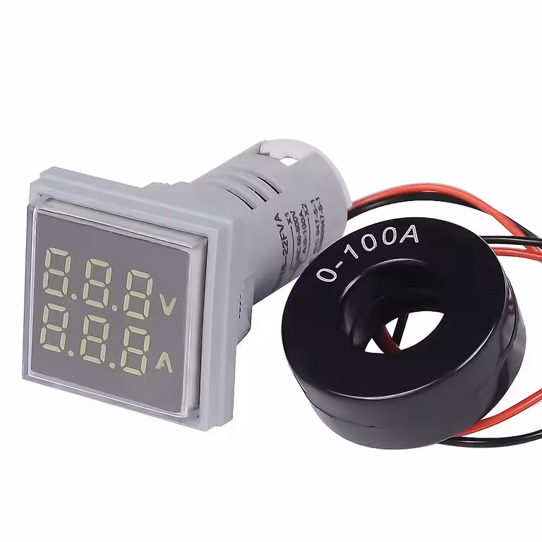 Digitale volt-ampèremeter 220V AC 60-500V 0-100A voor paneel – Nauwkeurige spanning- en stroommeting