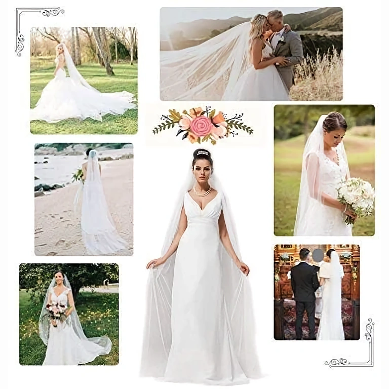 Elegante tule bruidssluier Fijne en elegante witte sluier, perfect voor bijzondere bruidsjurken