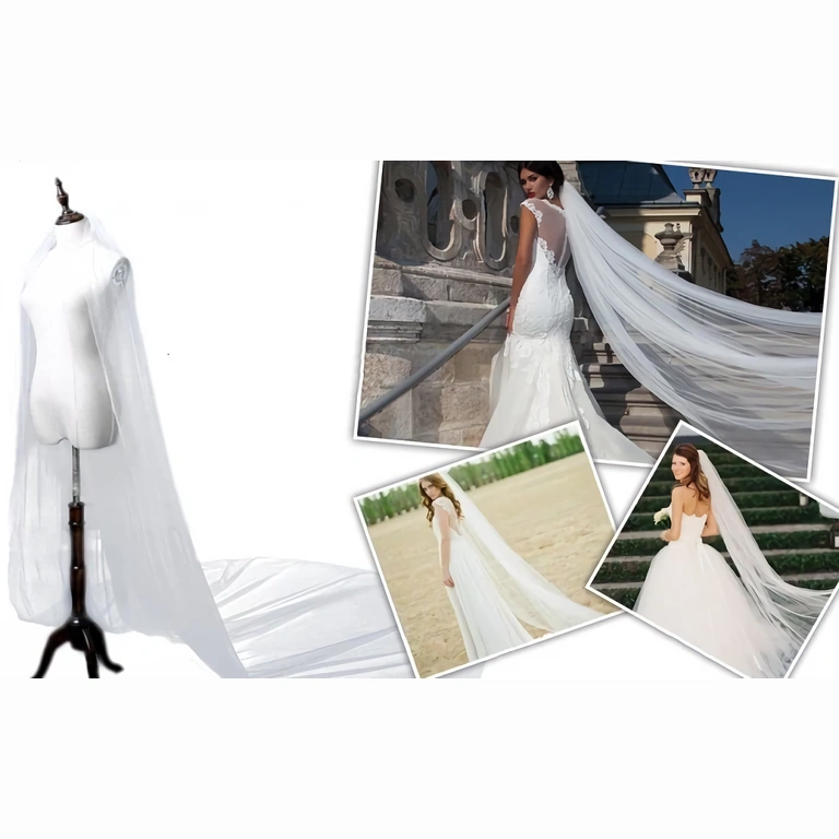 Bruidssluier prinsessen stijl Lange witte sluier die extra elegantie en mysterie toevoegt aan de bruid