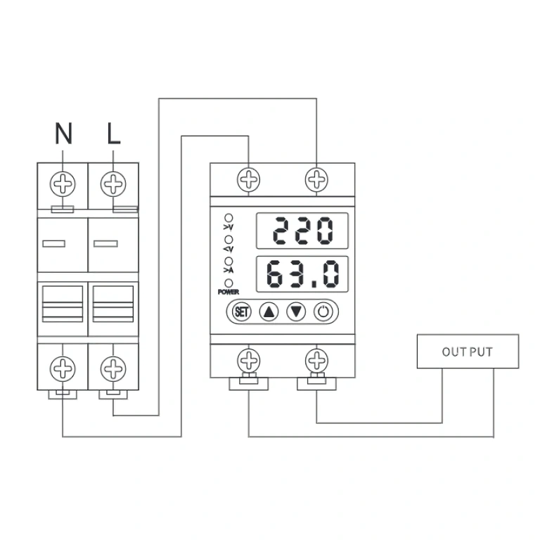 Aansluitschema 220V beschermingsrelais Elektrisch schema voor aansluiting van beschermingsrelais 220V