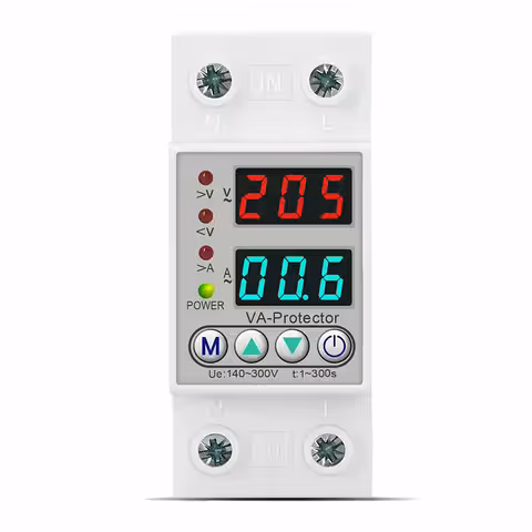 Monofasig overspanningsbewakingsrelais 220V 63A met digitaal display en automatische reset