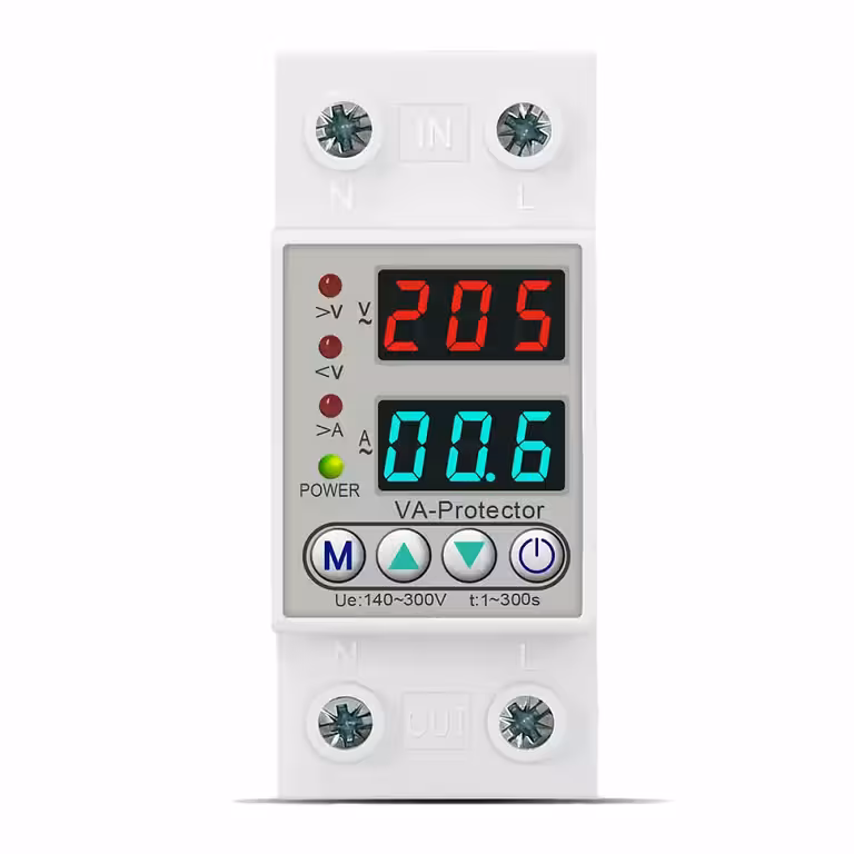 Monofasig overspanningsbewakingsrelais 220V 63A met digitaal display en automatische reset