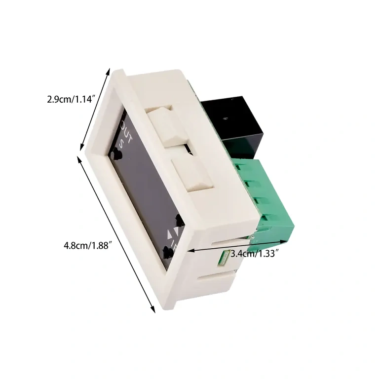 Exacte afmetingen van timerrelaismodule met LED-display