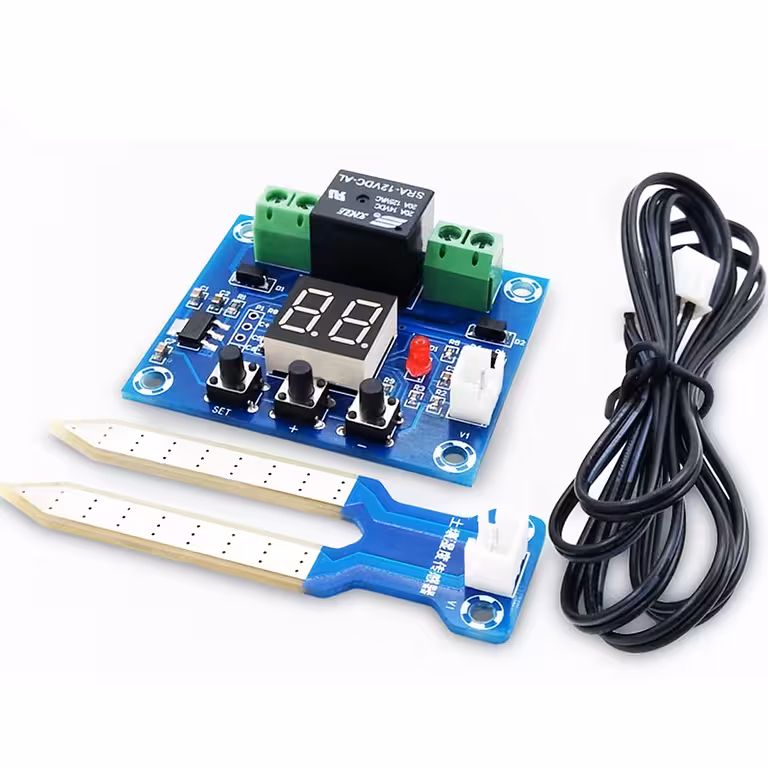 Bodemvochtigheidssensor module met relais 12V – Automatische tuin/serre irrigatiecontroller