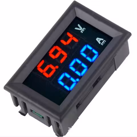 Digitale volt-ampèremeter 0–100V 0–10A – LED volt- en ampèremeter rood-blauw