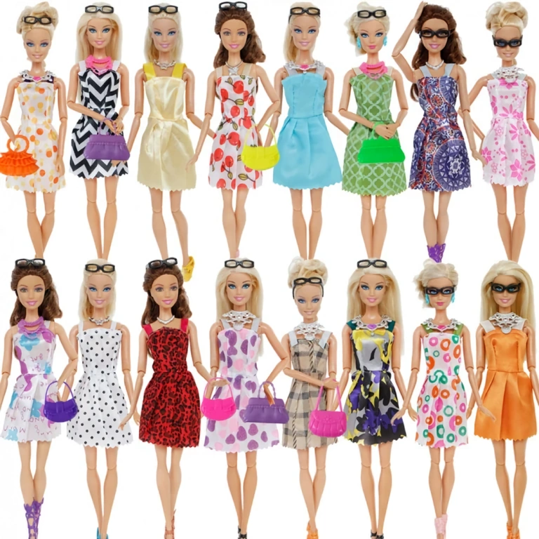 Barbie pop aankleedset Complete kit voor het aankleden van Barbiepoppen met jurken en accessoires