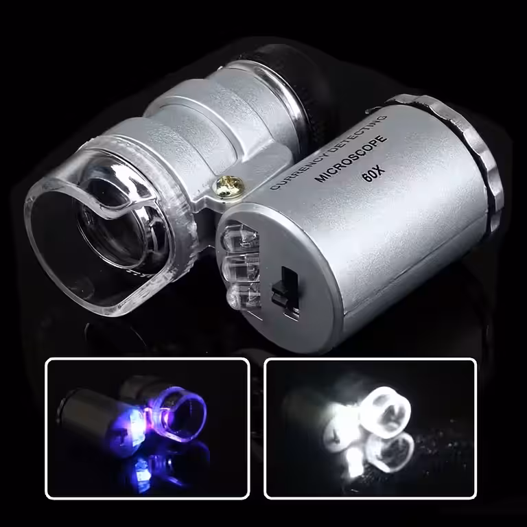 Microscoop LOEP 60x met LED en UV-lamp – Apparatuur voor geldcontrole, juwelier en horlogemaker