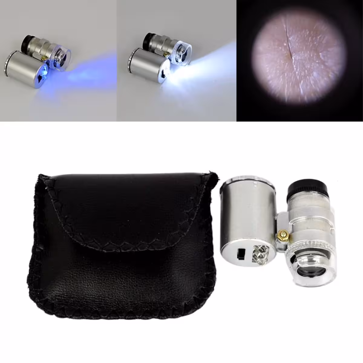 Microscoop met UV-LED voor controle van bankbiljetten en sieraden