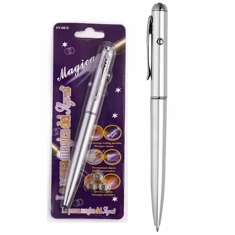 Pen met onzichtbare inkt en UV LED-licht | Geheime berichten zichtbaar alleen in ultraviolet