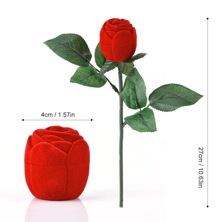 Rode fluwelen verlovingsdoos Doos voor verloving – fluwelen rozen ontwerp