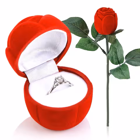 Fluwelen rozenbox voor verlovingsring, oorbellen of hanger – Elegant en romantisch
