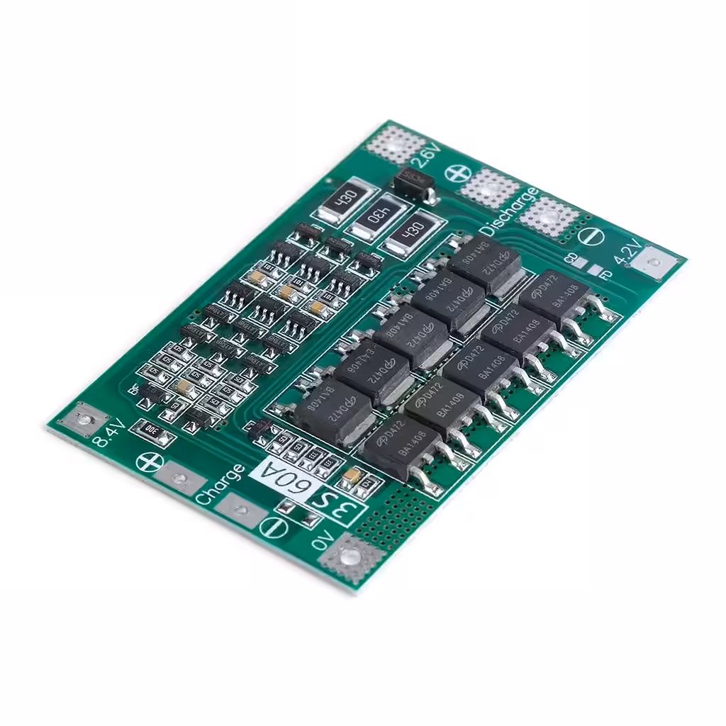 BMS 3S 60A module voor 18650 Li-Ion accu’s – Laad-, ontlaad- en balanceringsbeveiliging