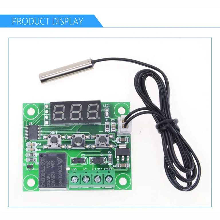 Temperatuurdisplay module met 3 cijfers Digitaal scherm met decimale temperatuurweergave voor W1209 thermostaat