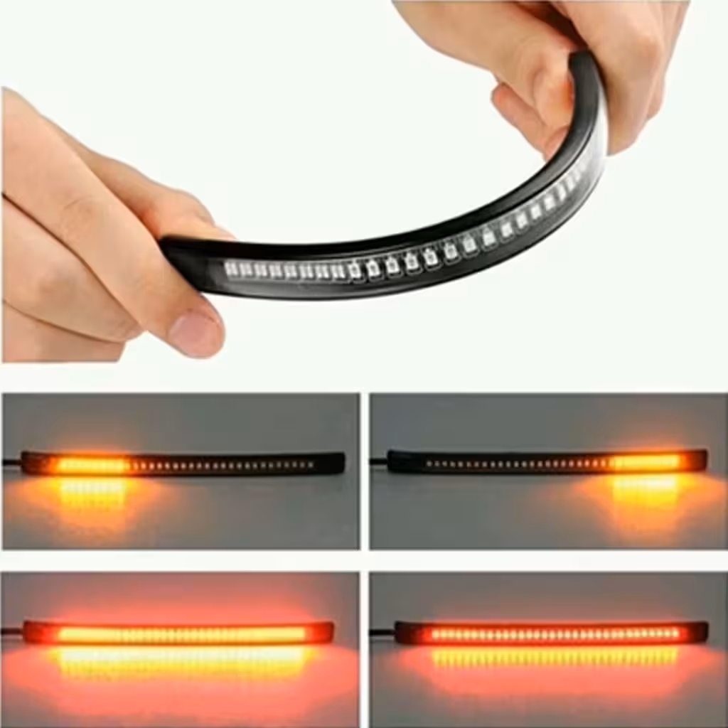 LED-remlicht en knipperlicht strip voor motor, scooter, ATV – 48 flexibele LED’s