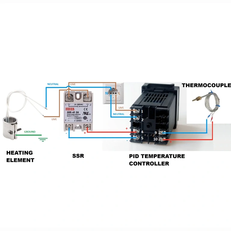 Aansluitschema voor REX C100 temperatuurcontroller