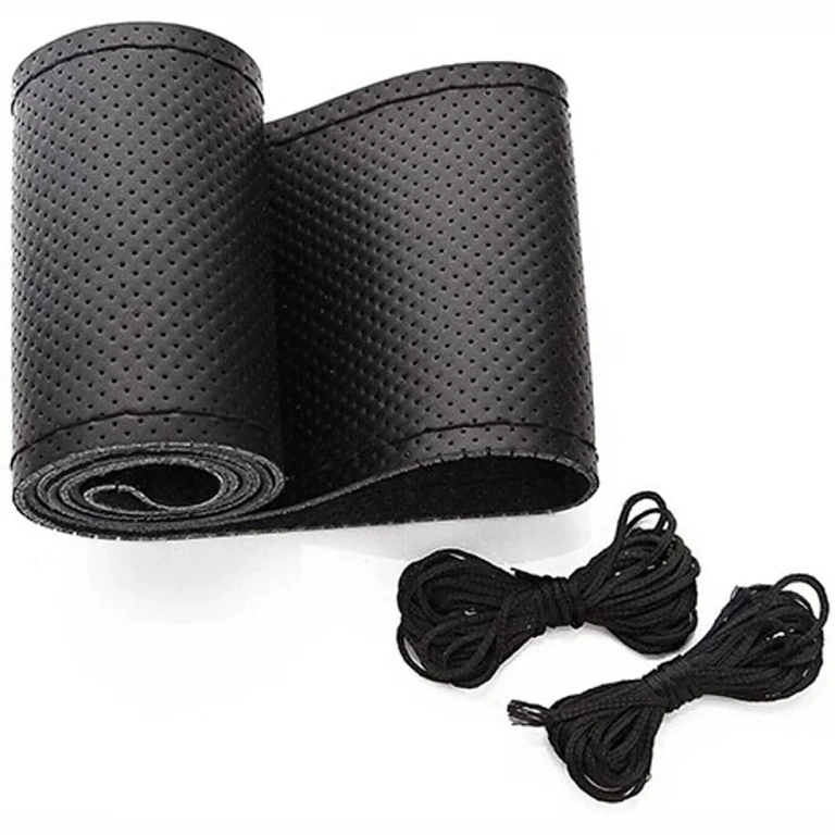 Handgestikte zwarte leren stuurhoes, elegant uiterlijk