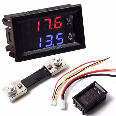 Digitale volt-ampèremeter 0–100V 100A met shunt – LED paneeldisplay DC stroom auto