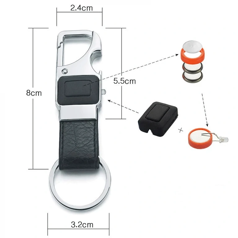 Multifunctionele sleutelhanger voor mannen Sleutelhanger met meerdere functies: LED, karabijnhaak, opener
