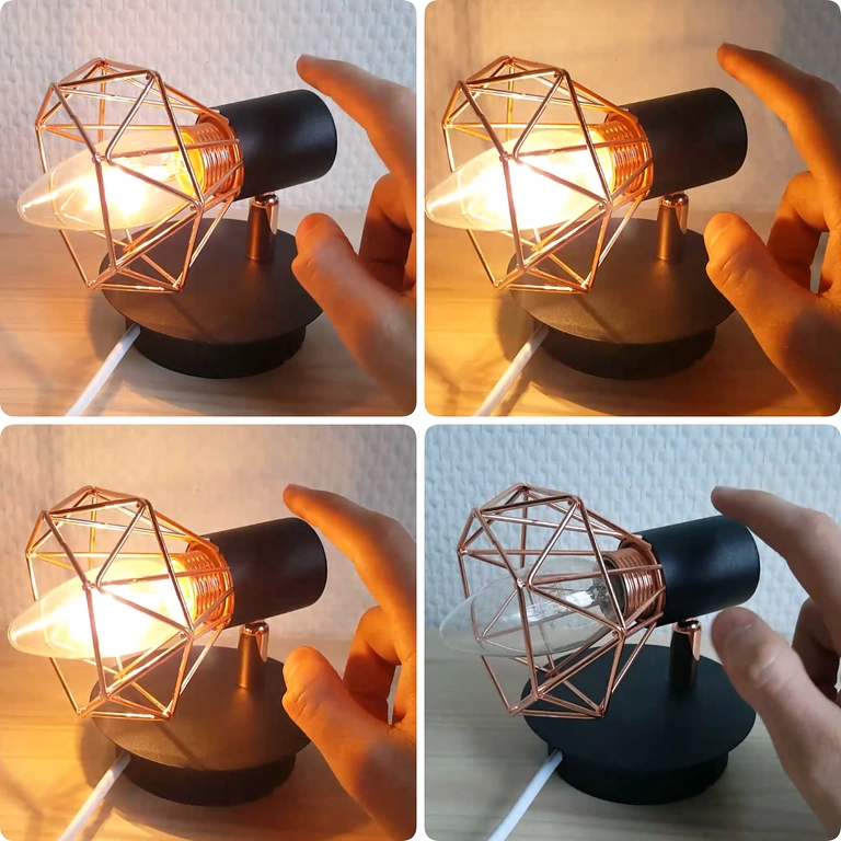 Diagram van regelcyclus: OFF → ON → BRIGHTER → MAX → OFF