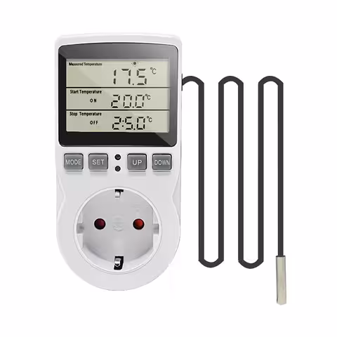 Stopcontact met programmeerbare thermostaat en temperatuursensor – elektrische radiator en digitale kachels, timerfunctie