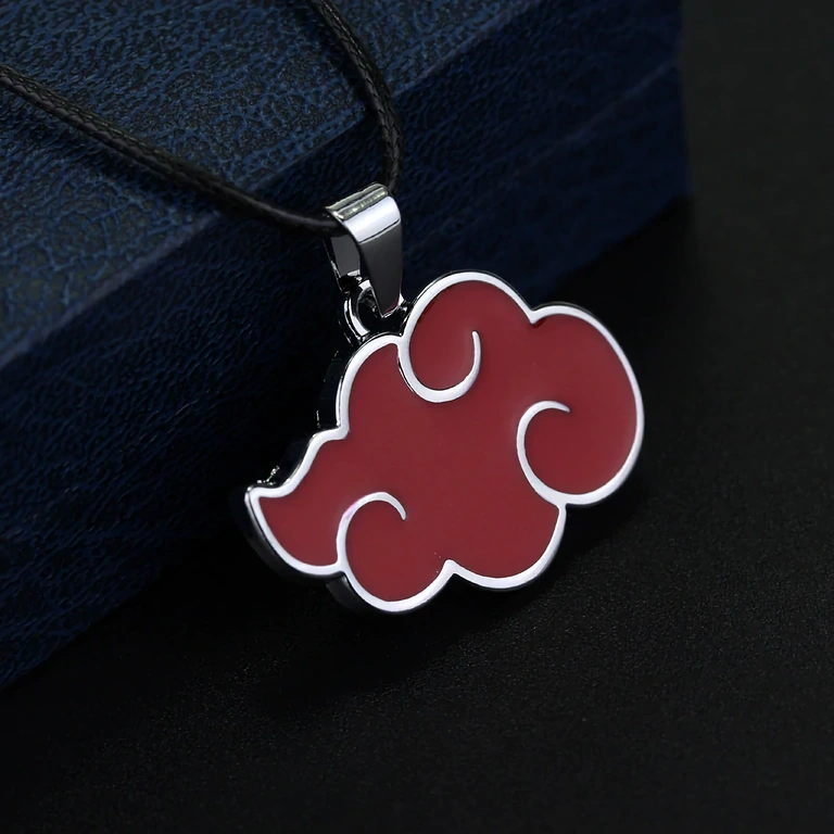 Naruto anime ketting – Akatsuki symbool Naruto-anime sieraad – ketting met zwarte ketting en rood pendant