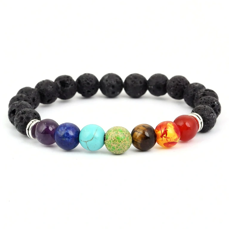 Chakra armband voor yoga met tijgeroog en hematiet Spirituele yoga-armband met natuurlijke halfedelstenen en tijgeroog