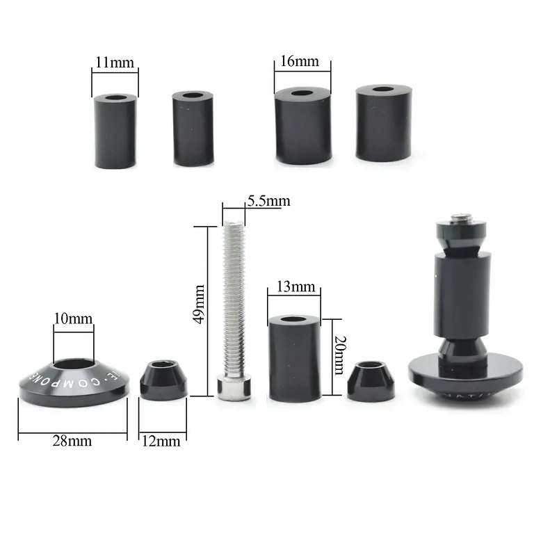 Stuurcaps met 3 verschillende rubberen ringen voor nauwkeurige bevestiging