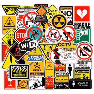 Grappige waarschuwing stickers voor auto, motor, laptop, skateboard – set van 50 waterdichte stickers