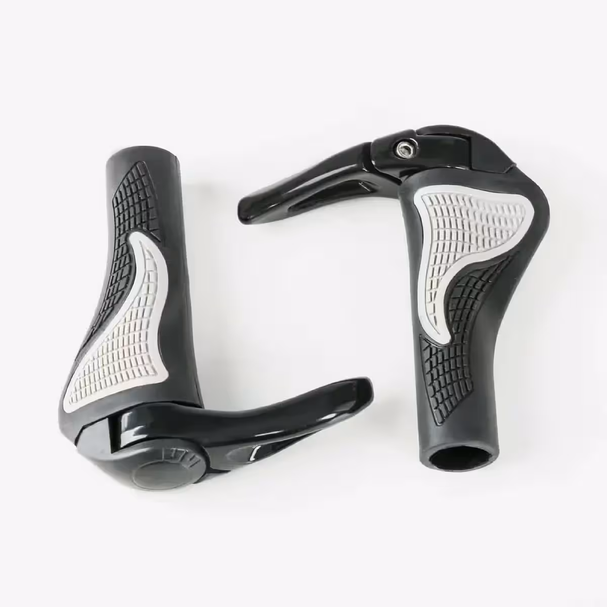 Zwarte rubberen ergonomische handvatten met lock-on bevestiging voor MTB
