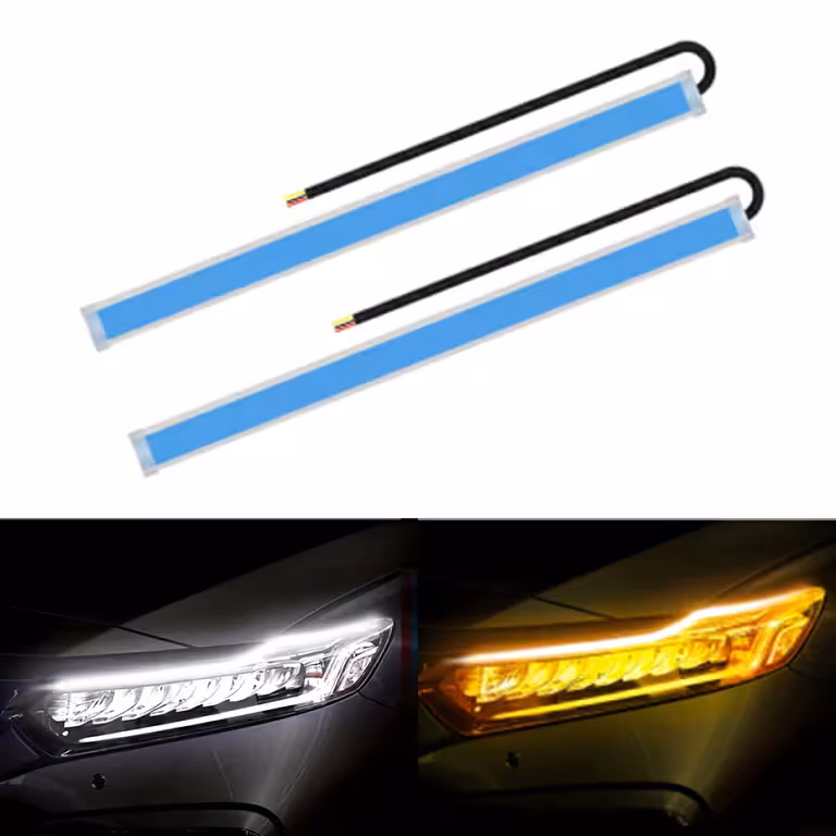 LED dagrijverlichting met dynamische sequentiële richtingaanwijzer – set van 2 flexibele 60cm strips, IP65