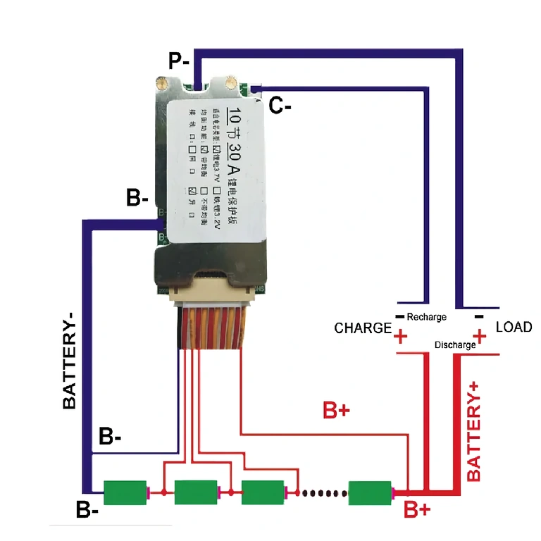 Batterijbescherming 10S 36V BMS 10S 36V module voor lithium-ion batterijbescherming, 30A