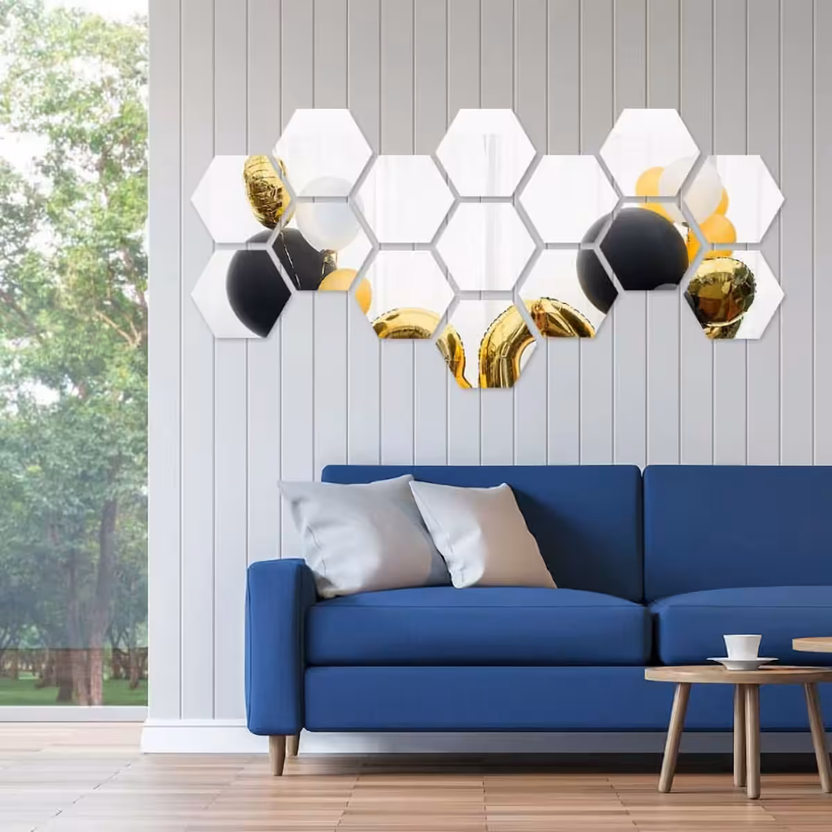 Zelfklevende hexagon honingraat spiegels – minimalistisch design
