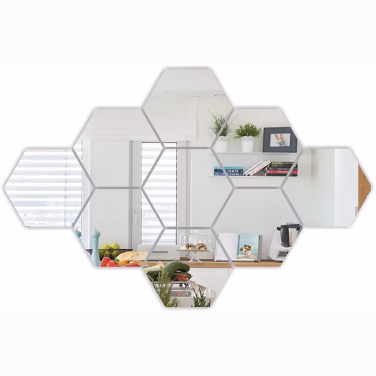 Hexagon mozaïek spiegels voor muurdecoratie