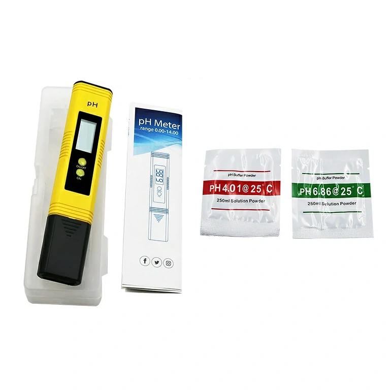Automatische pH-tester met kalibratieoplossingen en LCD-display