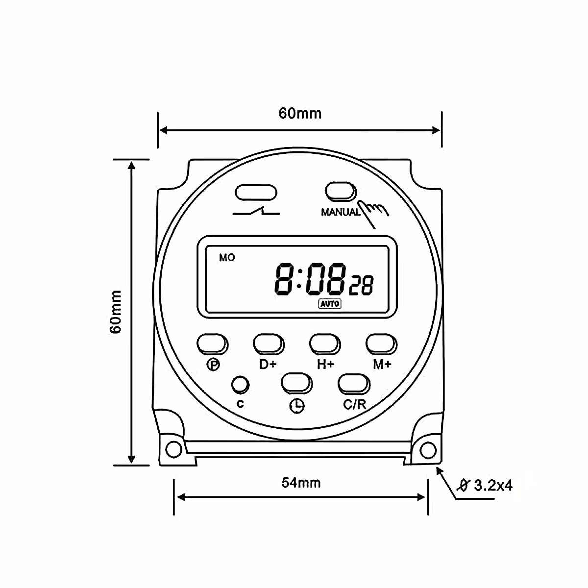 Timer met intern geheugen dat instellingen bewaart bij stroomuitval