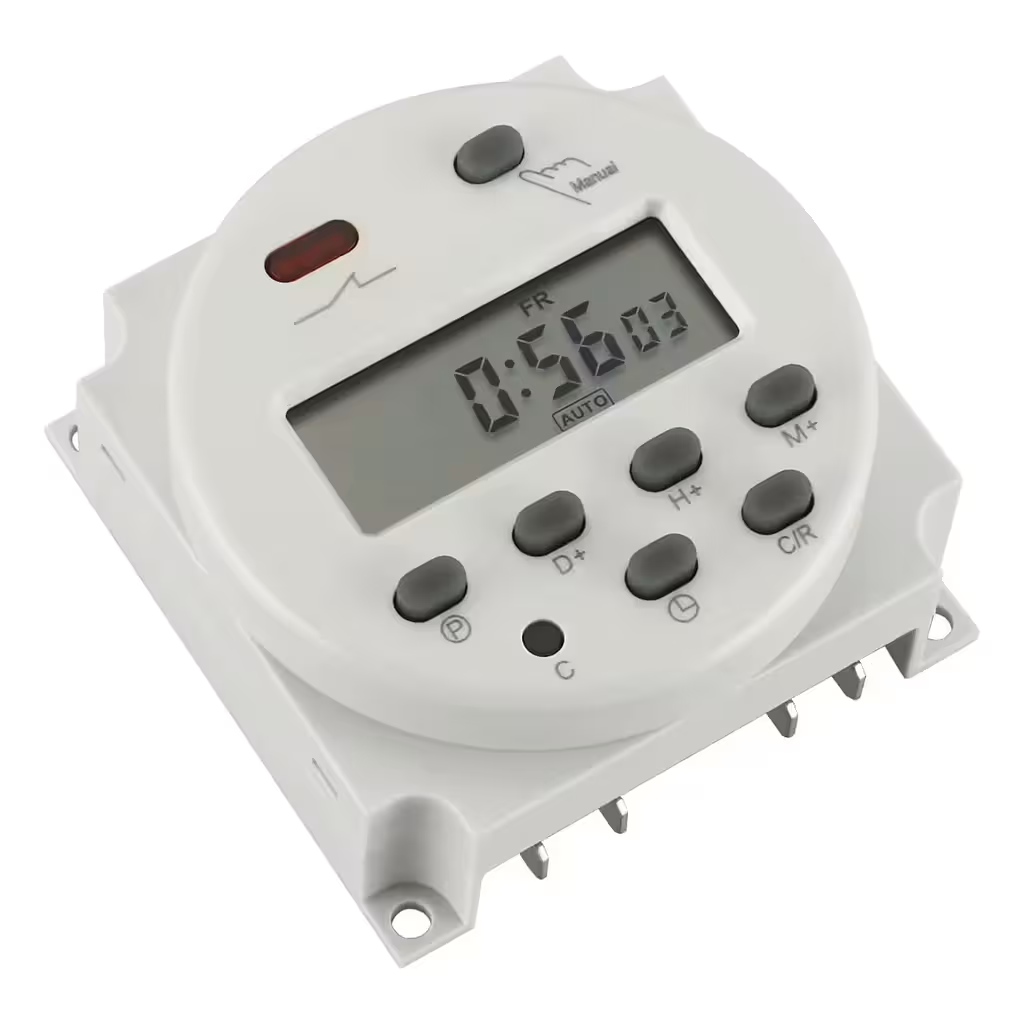 Digitale tijdprogrammeur relais 12V – elektronische timer met display en 8 ON/OFF programma’s