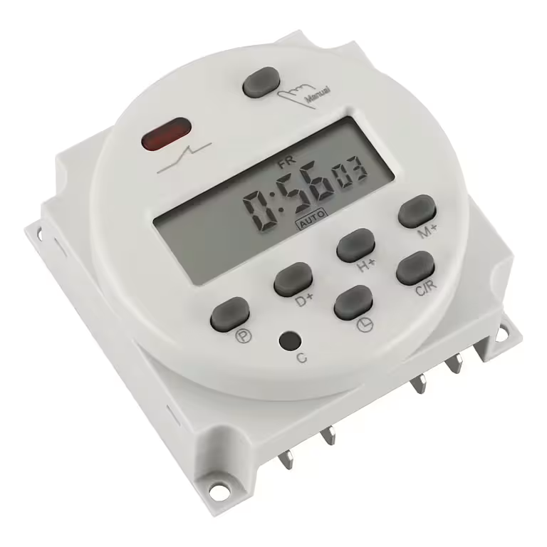 Digitale tijdprogrammeur relais 12V – elektronische timer met display en 8 ON/OFF programma’s