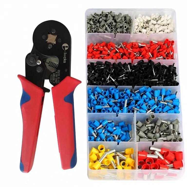 Zelfinstellende tang met ratelmechanisme voor krimpkousen