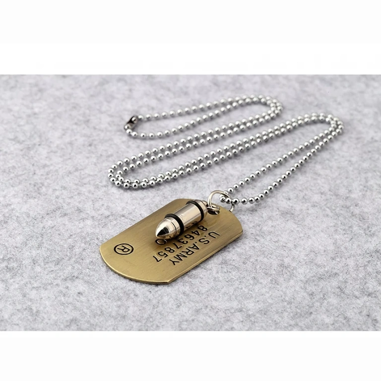 Kogelketting in legerstijl Metalen kogel ketting, militaire look, mannelijk design