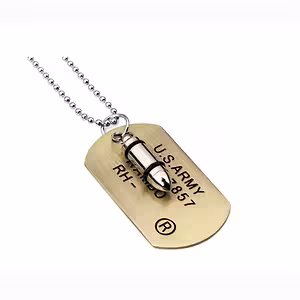 Militaire Dog Tag ketting met kogel van roestvrij staal – army ketting voor mannen 70cm