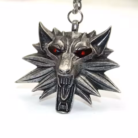 The Witcher Wild Hunt hanger – zilver antiek medaillon ketting met zwarte of rode ogen
