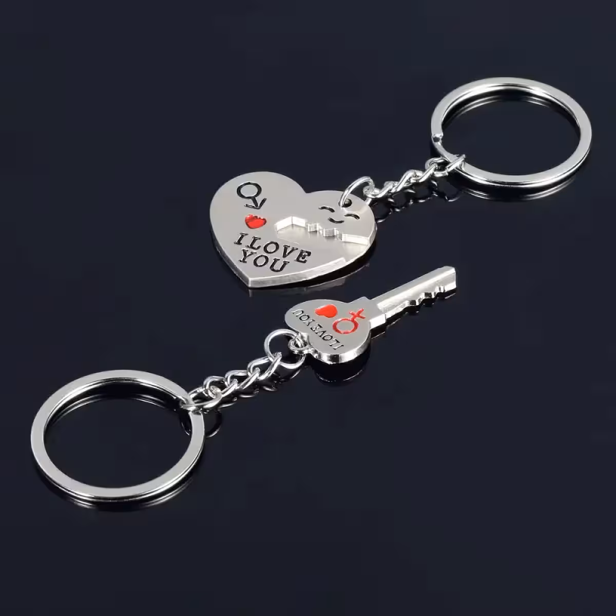 Elegante sleutelhanger met hart en sleutel van duurzaam legering