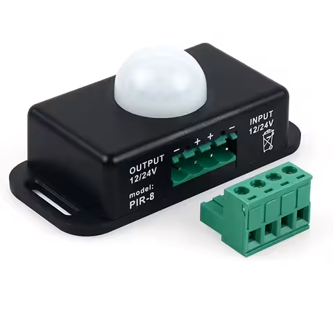 PIR bewegingssensor 12V–24V 6A – aanwezigheidsschakelaar met elektrisch schema